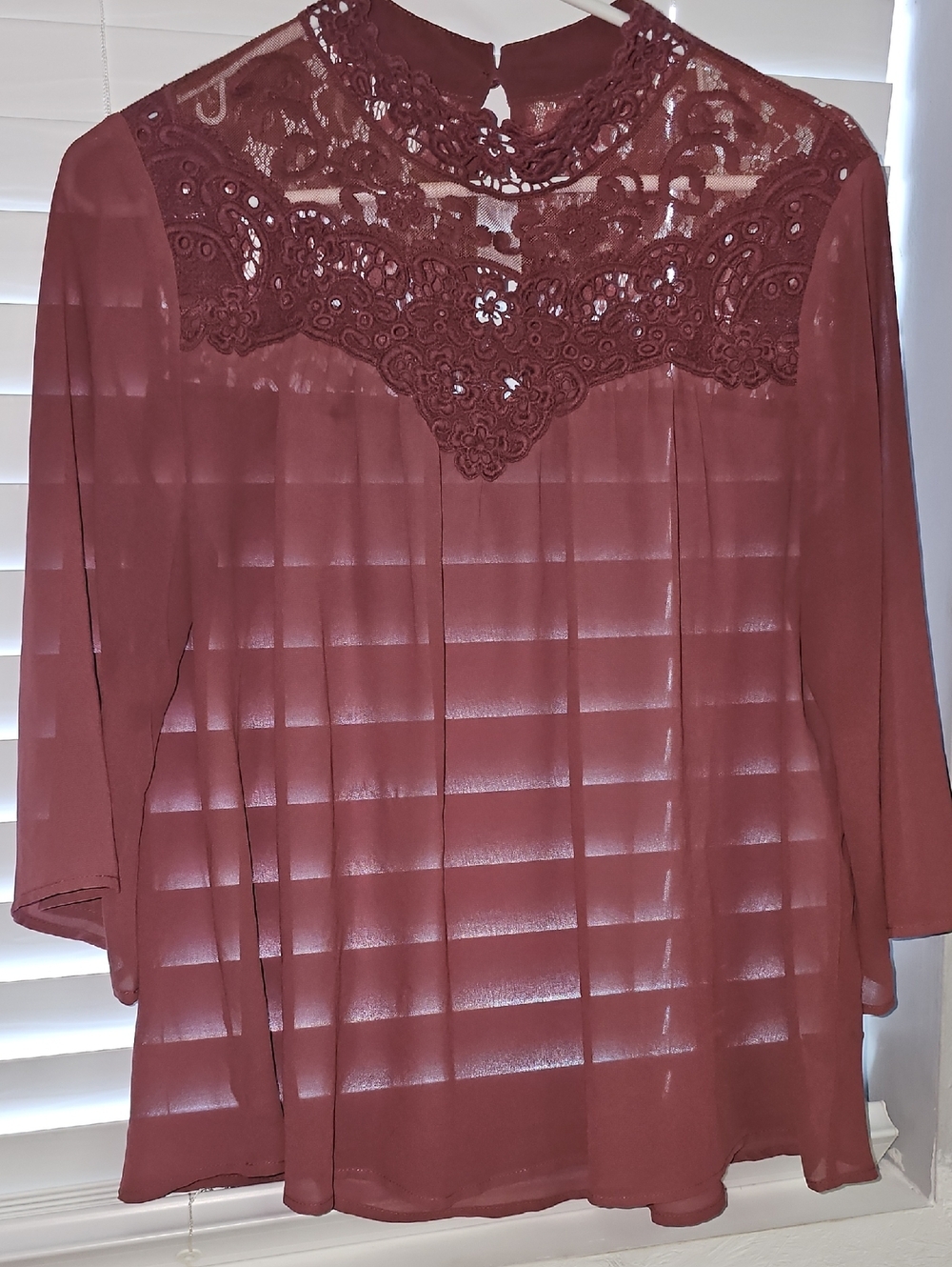 Self Esteem Lace Yoke Blouse in Dusty Rose